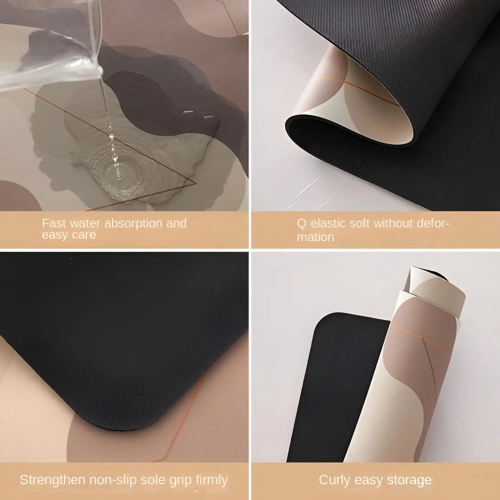 Gros plan sur la texture antidérapante du tapis de cuisine