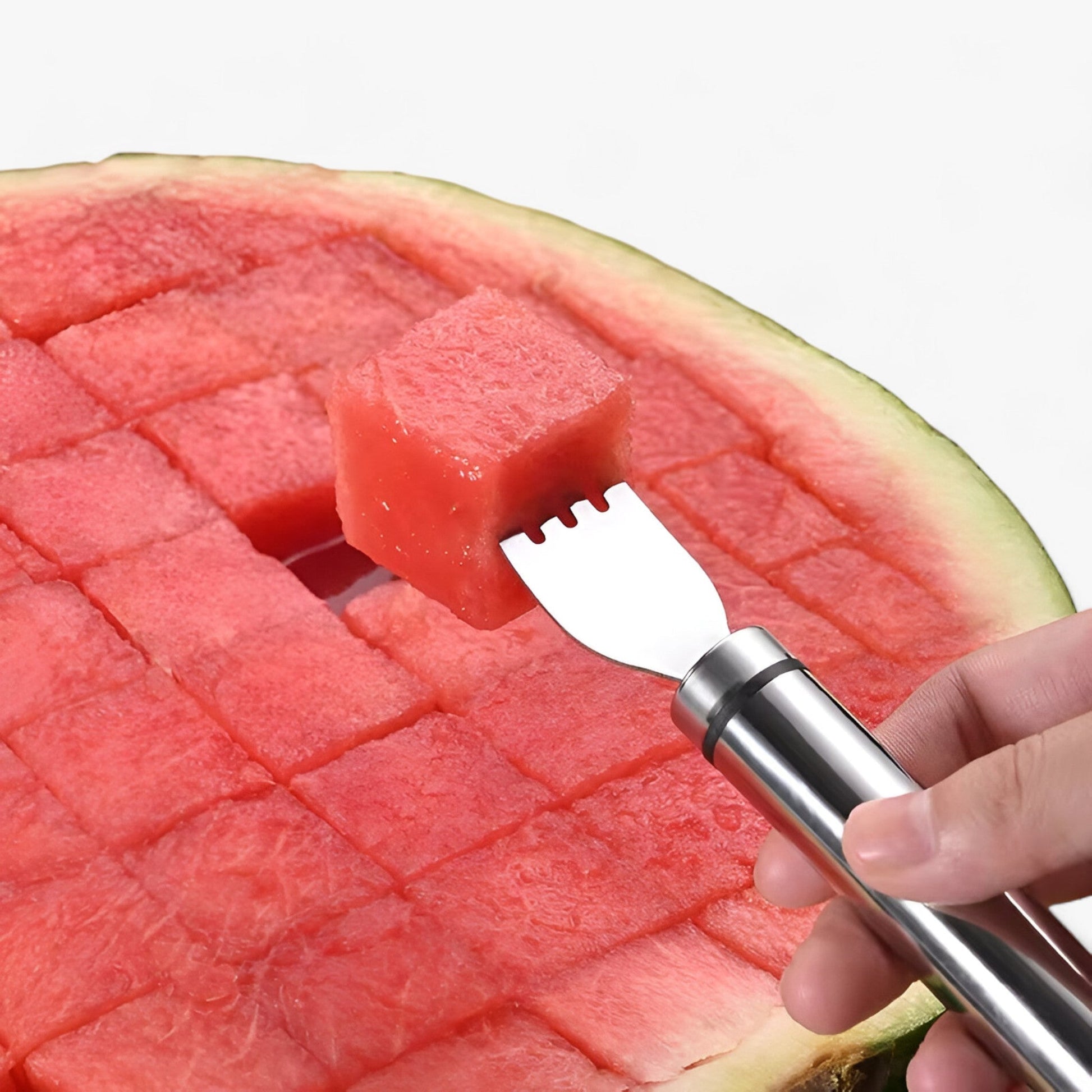 Coupe-melon en inox avec tranches de pastèque uniformes