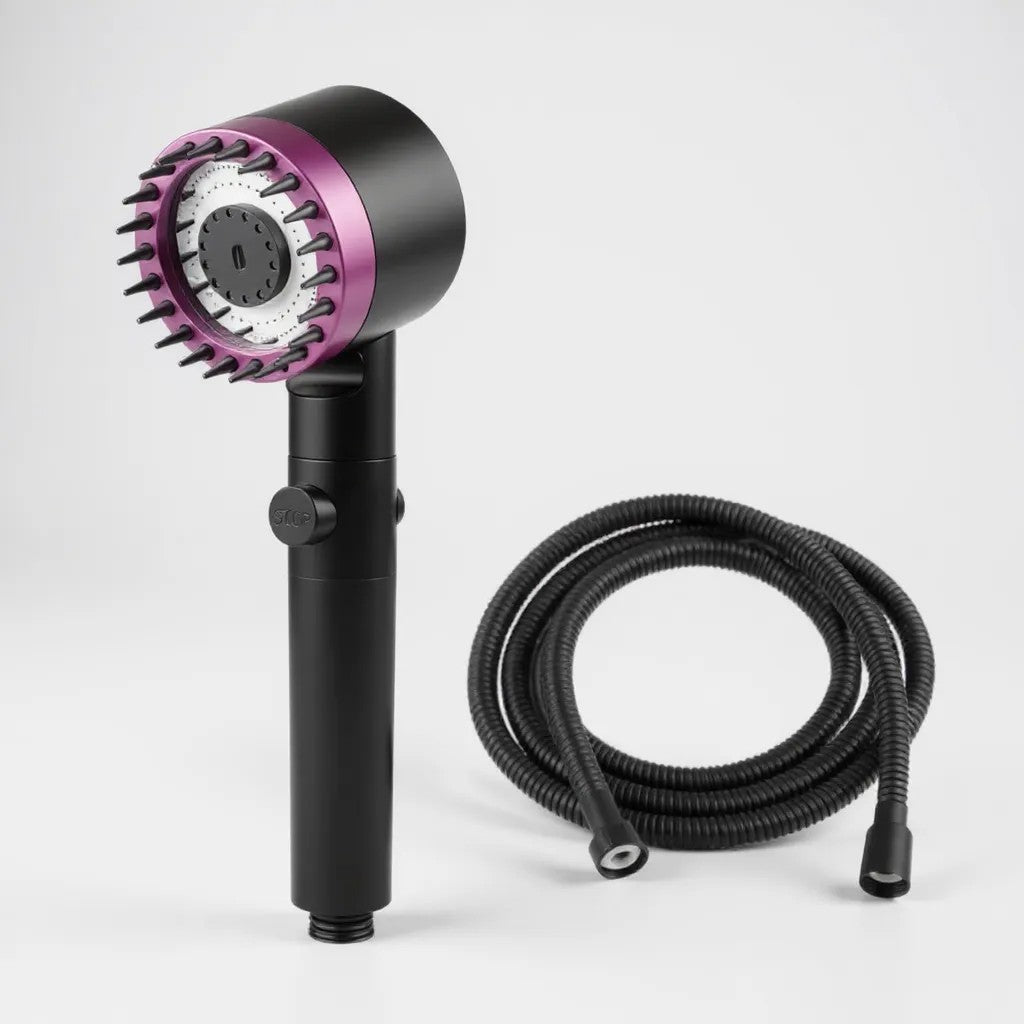 Pommeau de douche avec trois modes de jet visibles