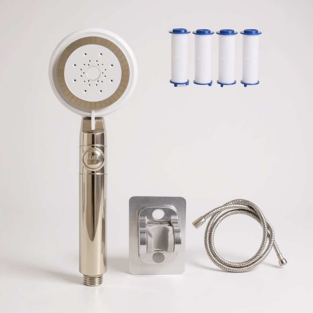 Pommeau de douche avec bouton stop et cinq modes de jet