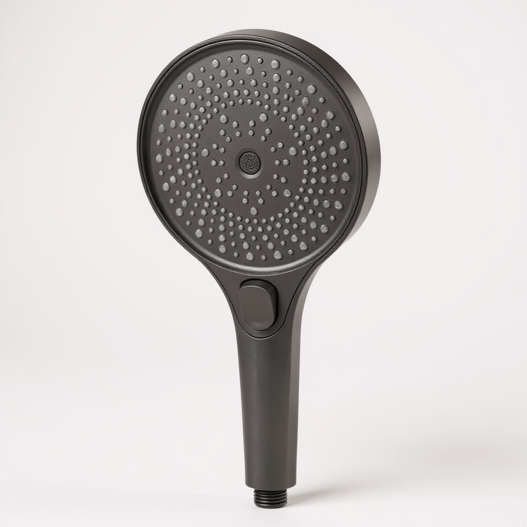 Pommeau de douche montrant les trois modes de jet réglables
