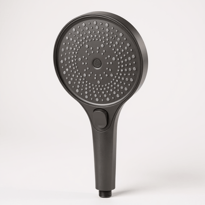 Pommeau de douche montrant les trois modes de jet réglables