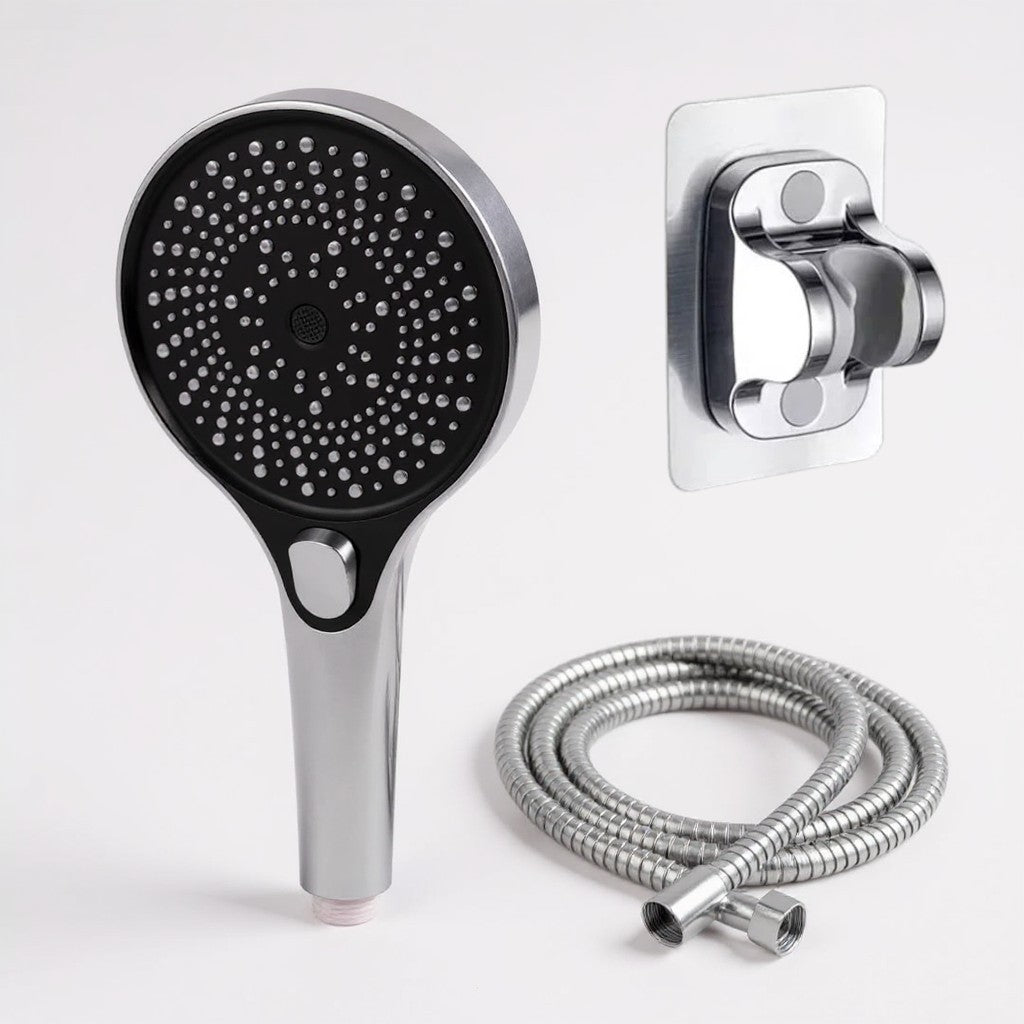 Pommeau de douche avec buses en silicone et finition chrome