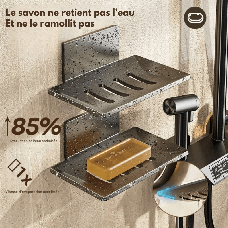 Vue latérale d'un porte-savon mural sans perçage