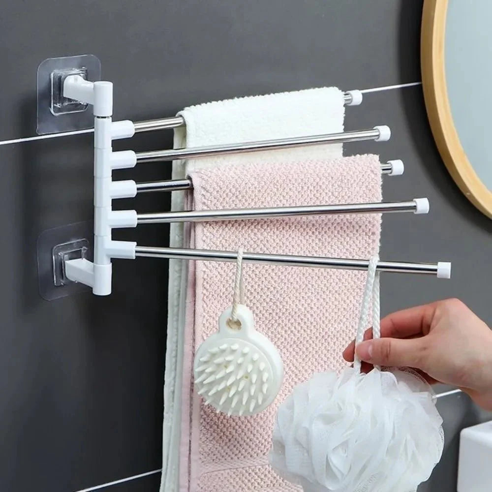 Porte-serviette rotatif fixé au mur, bras déployés