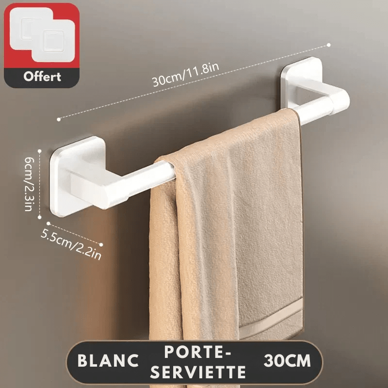 Fixation adhésive du porte-serviettes, simple et efficace