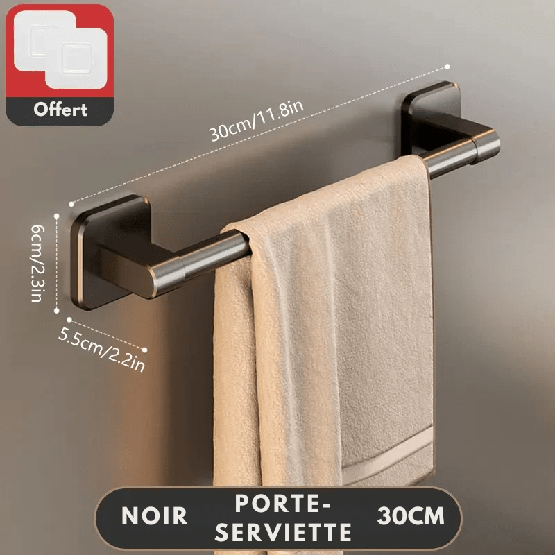 Zoom sur la matière anti-rouille du porte-serviettes mural