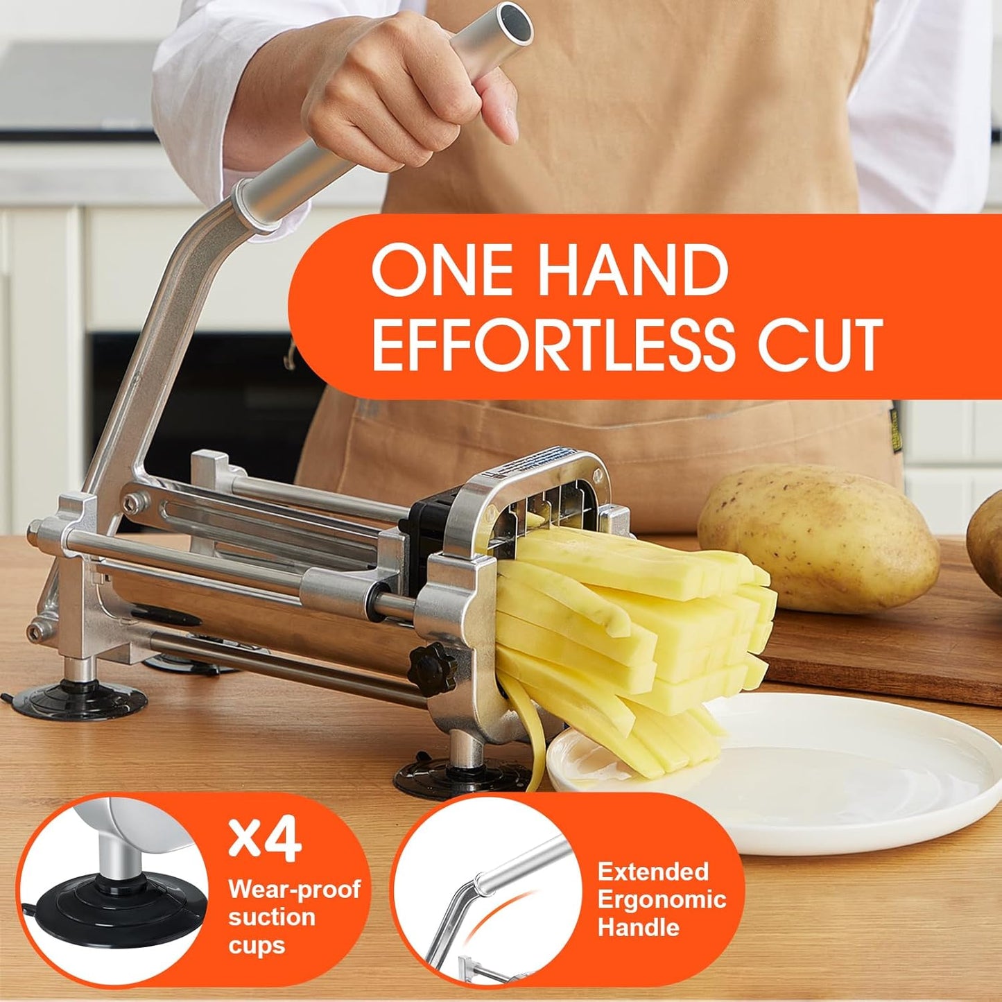 Coupe-frites compact avec lames pour différentes coupes
