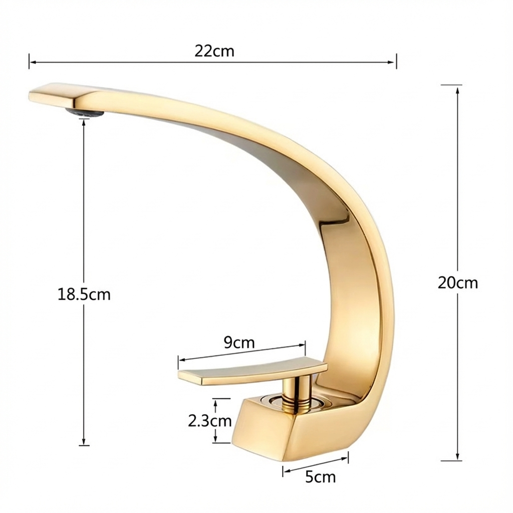 Vue de dessus du robinet, design sculptural