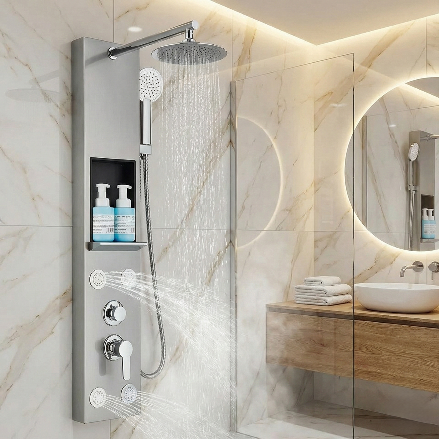 Détail des poignées de contrôle ergonomiques