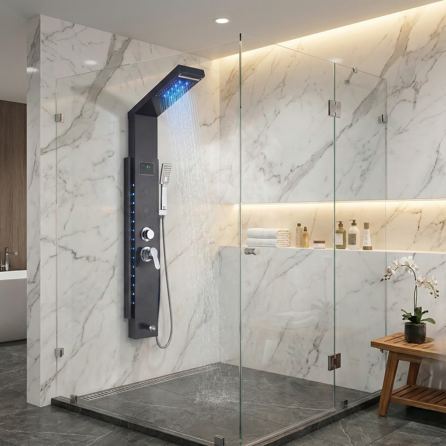 Affichage digital de la température sur la colonne de douche