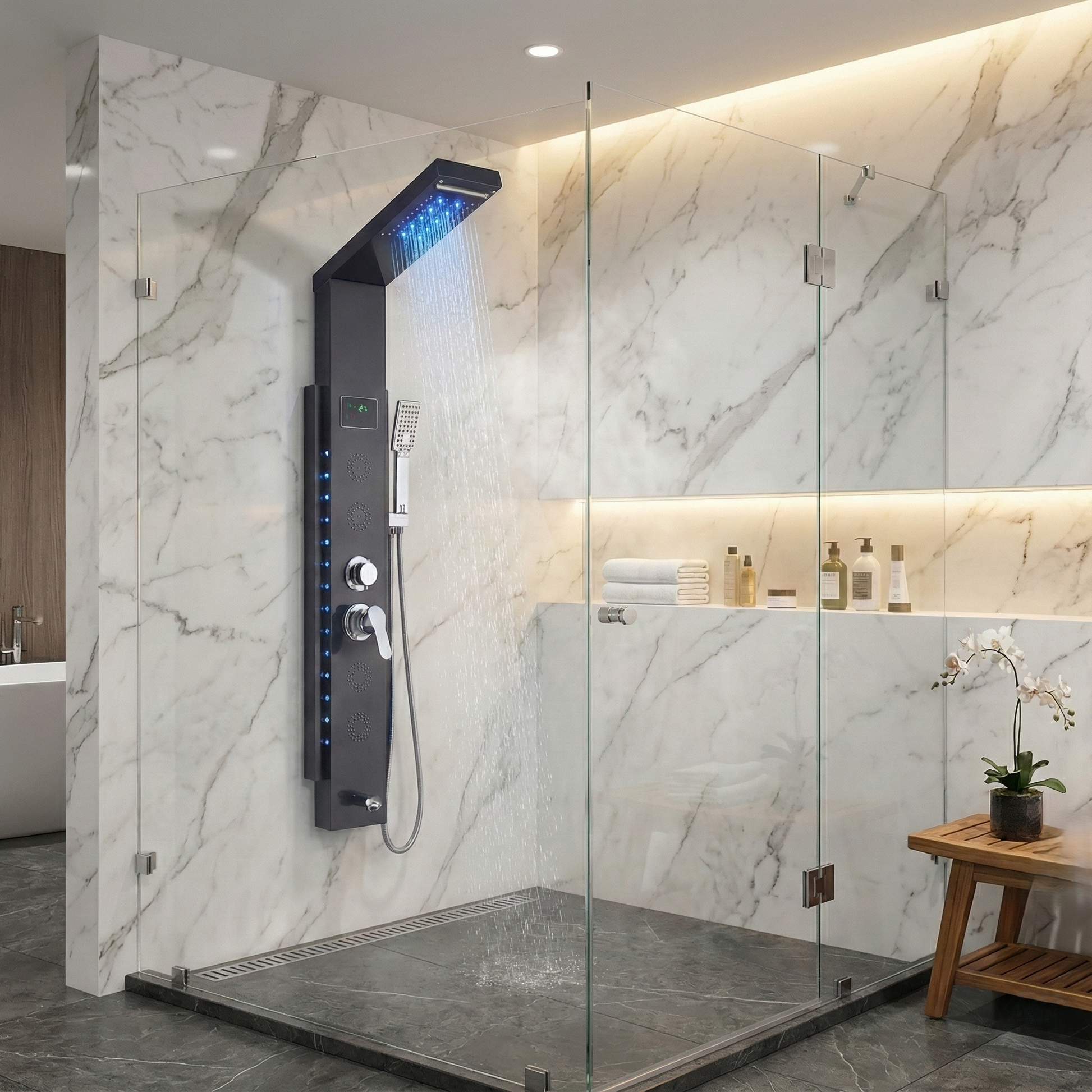 Affichage digital de la température sur la colonne de douche