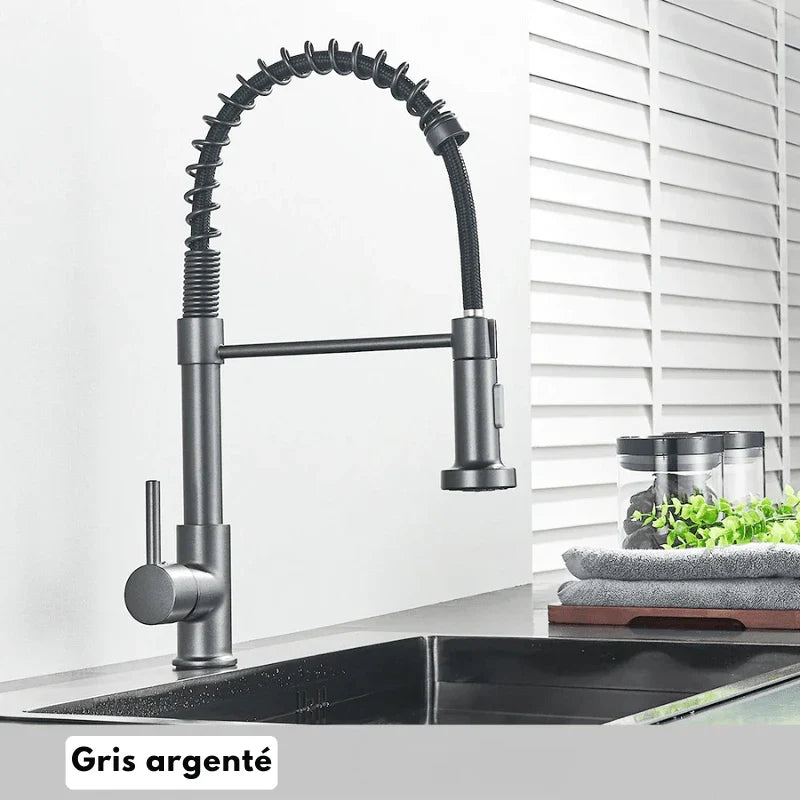 Robinet doré avec accents gris argenté