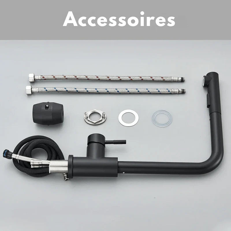 Installation facile du robinet flexible noir mat
