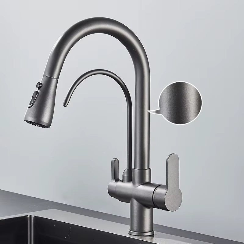 Robinet de cuisine avec installation sur trou unique pour gain d'espace