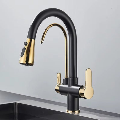 Douchette extractible montrant sa longueur et flexibilité d'utilisation