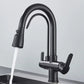 Vue latérale du robinet montrant les leviers pour eau chaude et froide