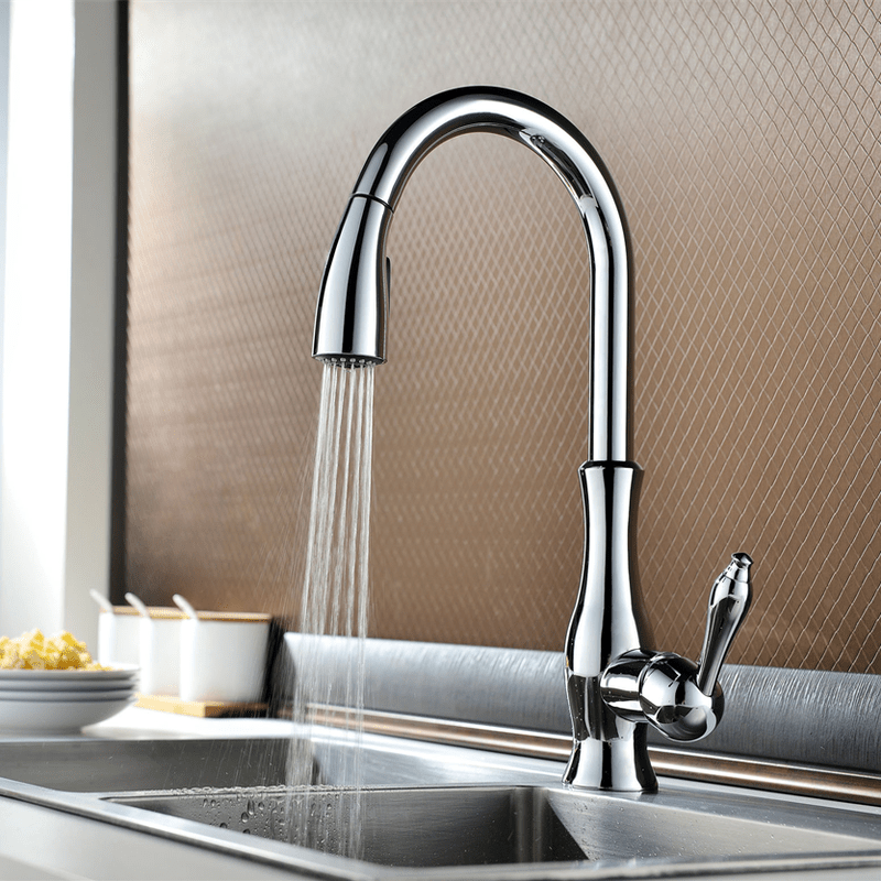 Robinet de cuisine moderne avec finition polie résistante