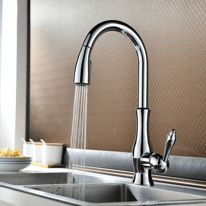 Robinet de cuisine moderne avec finition polie résistante
