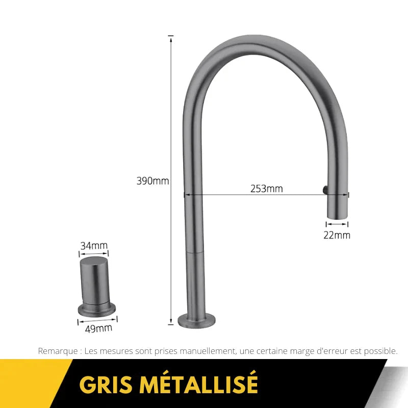 Robinet gris métallique avec finition moderne