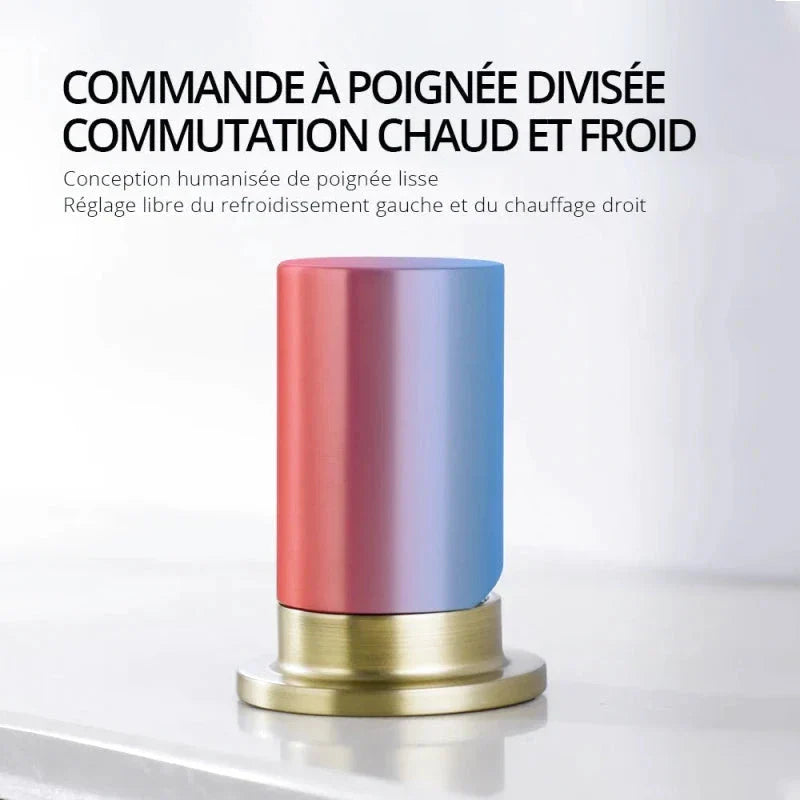 Robinet de cuisine doré installé sur un évier