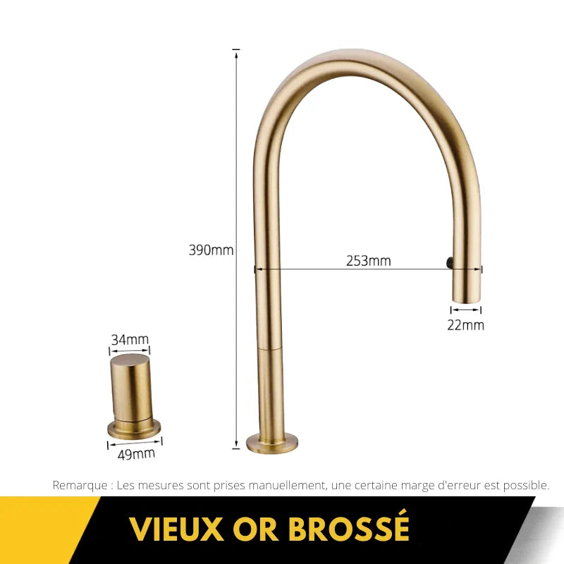 Robinet en vieux or brossé avec design élégant