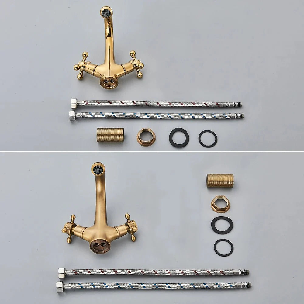 Robinet de salle de bain en laiton avec finition antique