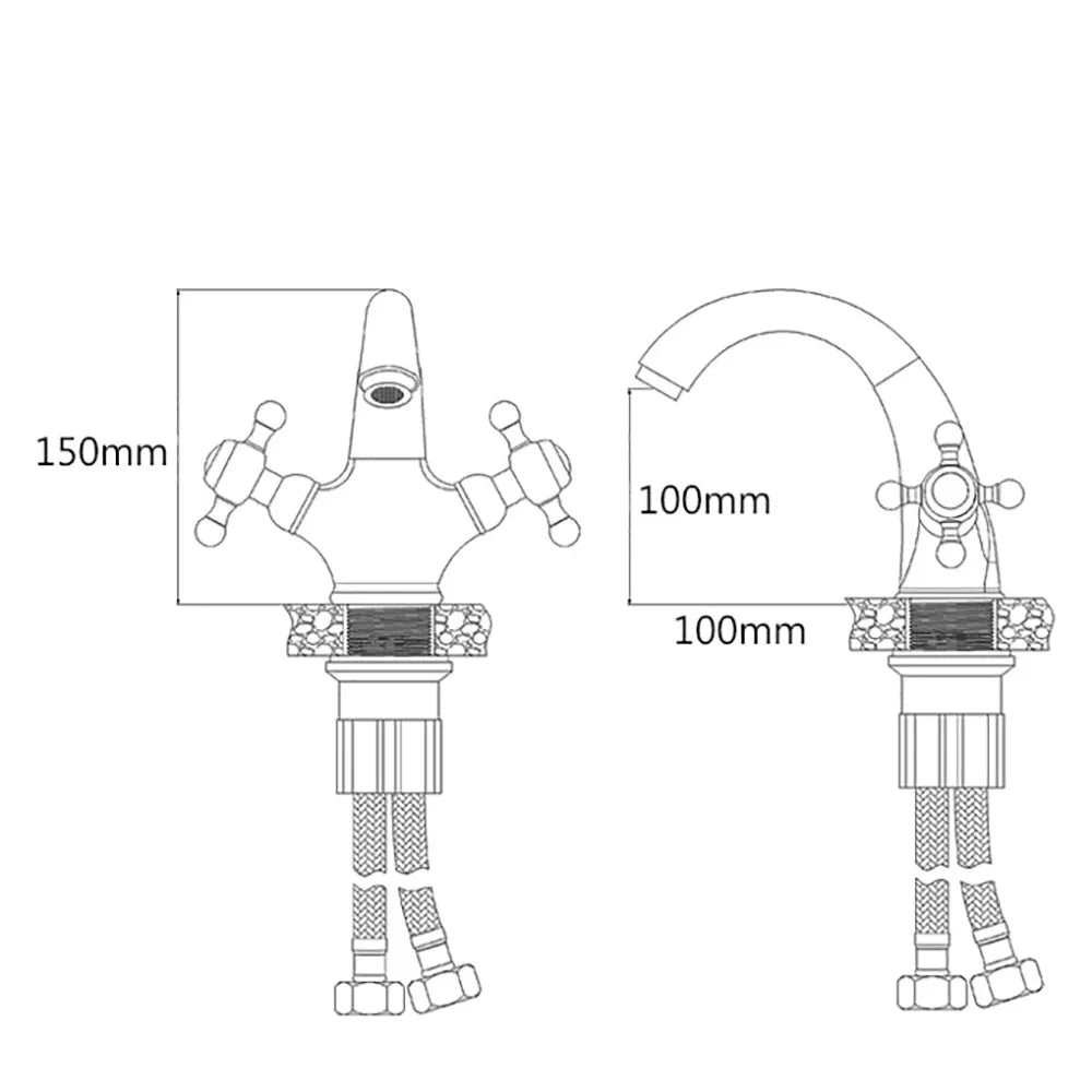 Détail du bec arrondi du robinet rétro en laiton