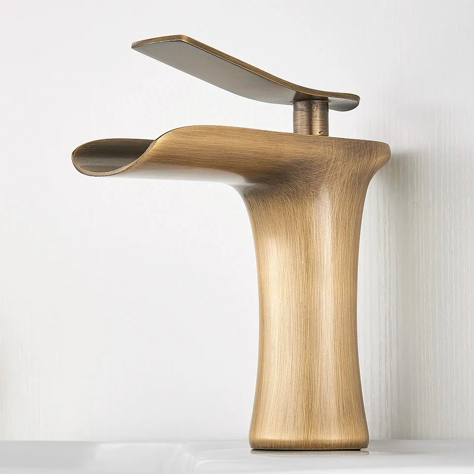 Robinet de salle de bain en laiton, finition antique