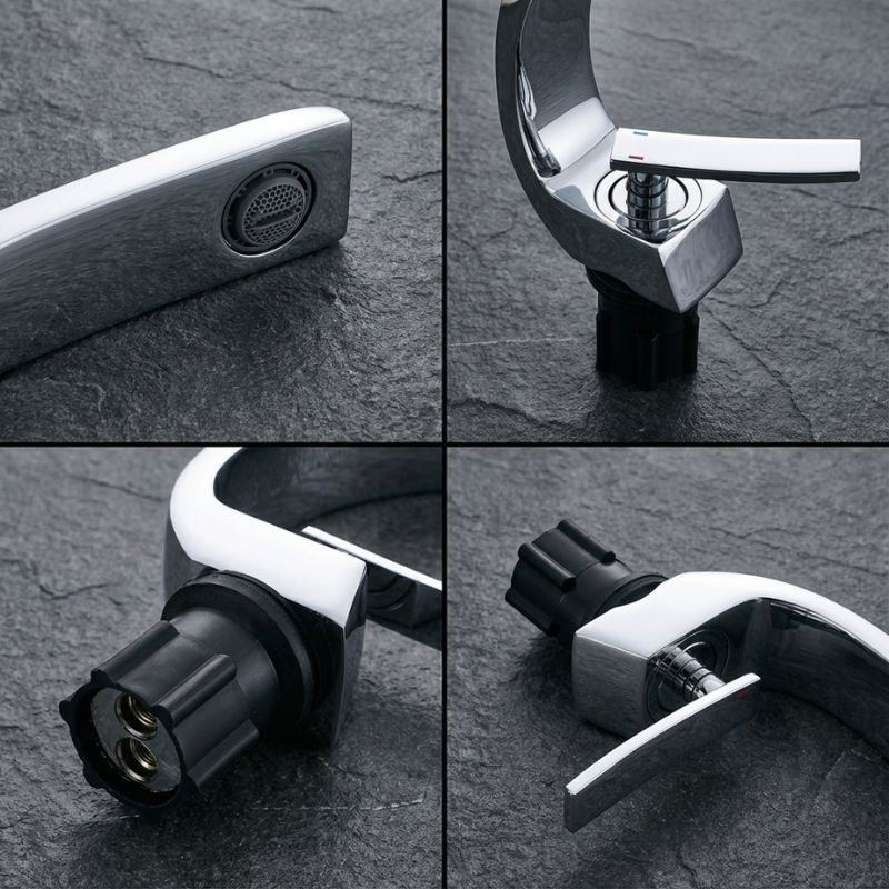 Robinet de salle de bain en laiton avec design incurvé élégant