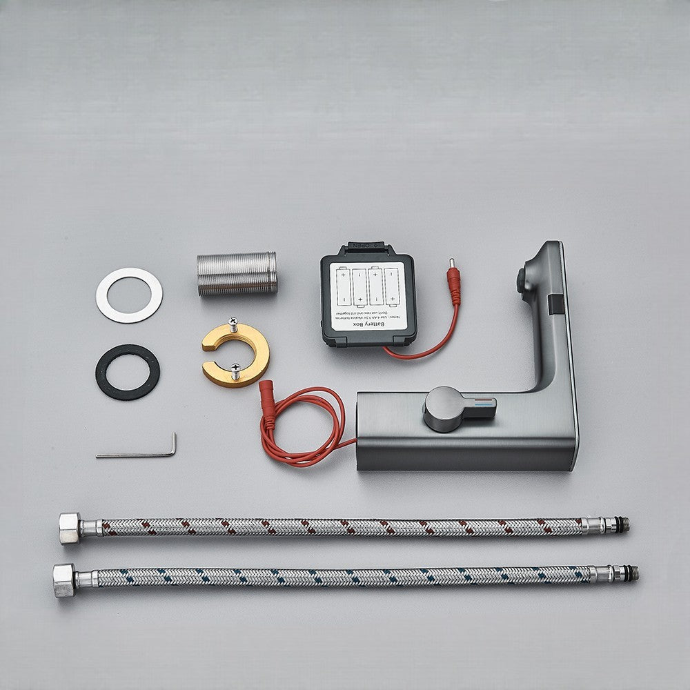 Robinet de lavabo avec finition brossée et design contemporain