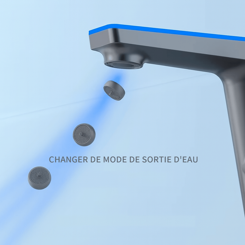 Robinet LED avec affichage digital de température en gros plan