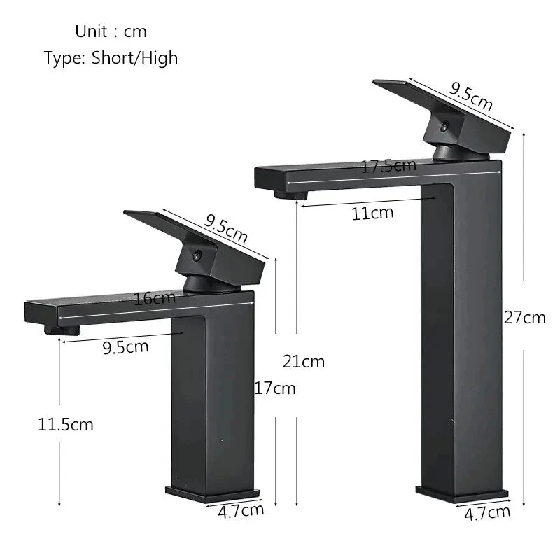 Robinet version courte, adapté aux lavabos standards