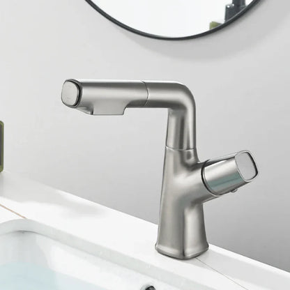 Robinet gris avec design contemporain et bec ajustable