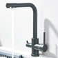 Robinet de cuisine avec double sortie et bec pivotant en acier inoxydable