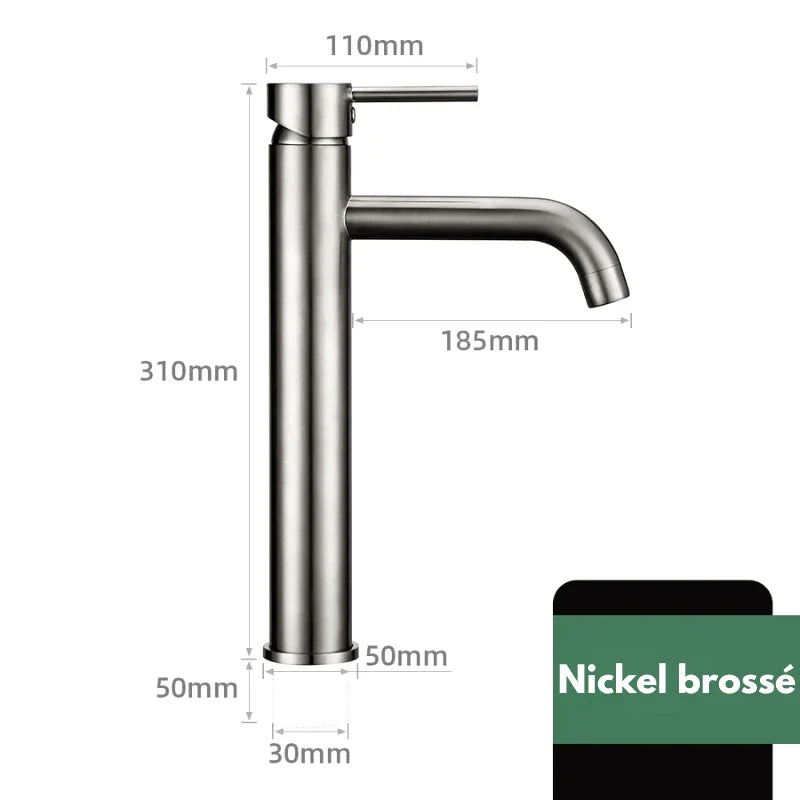 Robinet en laiton nickel brossé avec design contemporain