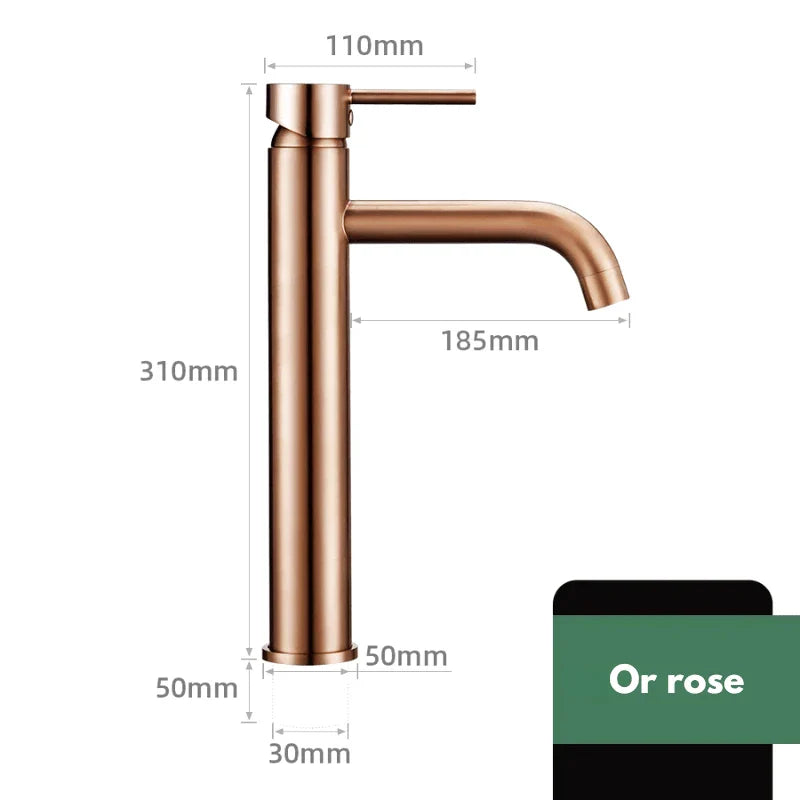 Robinet en laiton or rose avec design raffiné et moderne