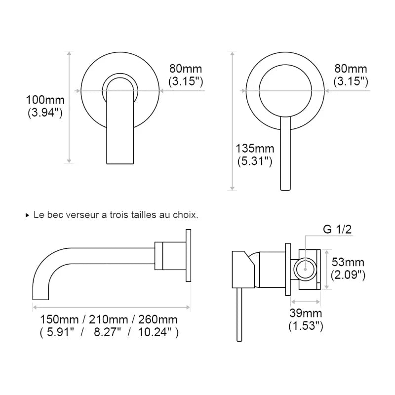 Robinet Lavabo Encastrable robinet encastrable lavabo brosse vue latérale