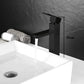 Vue de profil d'un robinet haut noir en inox brossé