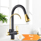 Mitigeur noir et or avec douchette, design contemporain