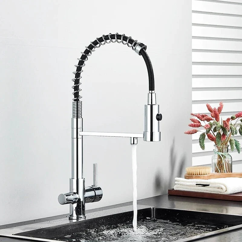 Robinet chrome poli avec levier ergonomique pour cuisine