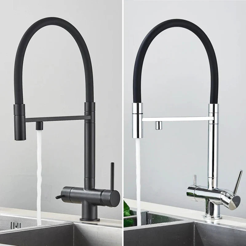 Robinet gris mat avec design épuré et moderne pour cuisine