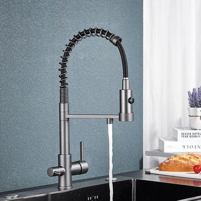 Robinet de cuisine gris mat avec finition élégante et moderne
