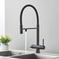 Robinet noir mat avec bec pivotant pour cuisine contemporaine
