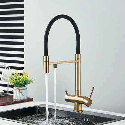 Robinet de cuisine en or brossé avec finition luxueuse