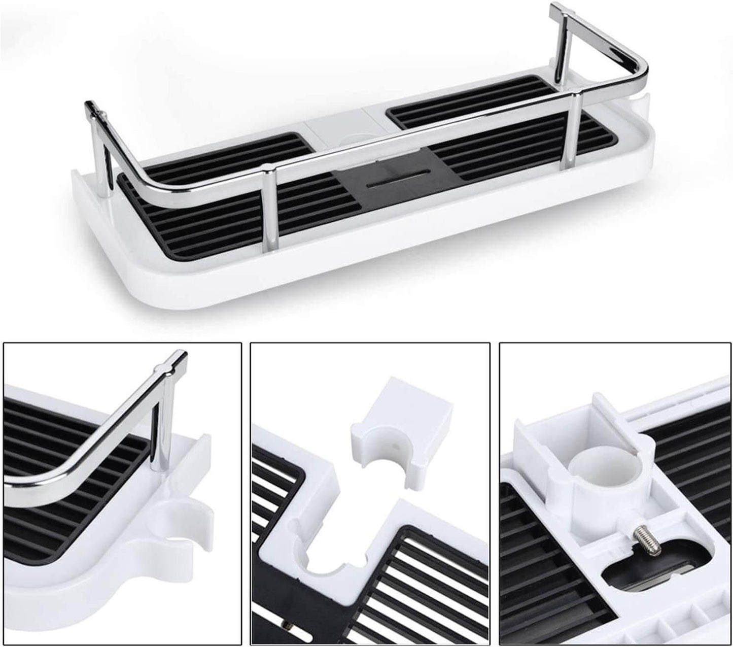 Vue d'ensemble de l'étagère avec accessoires de bain