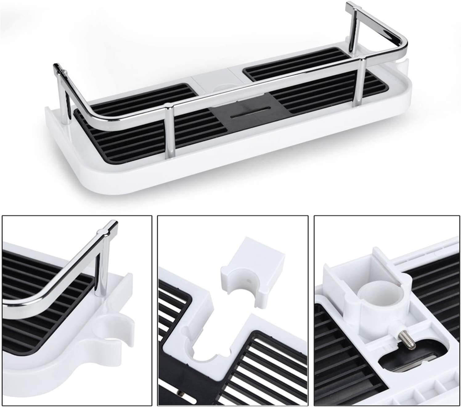 Vue d'ensemble de l'étagère avec accessoires de bain