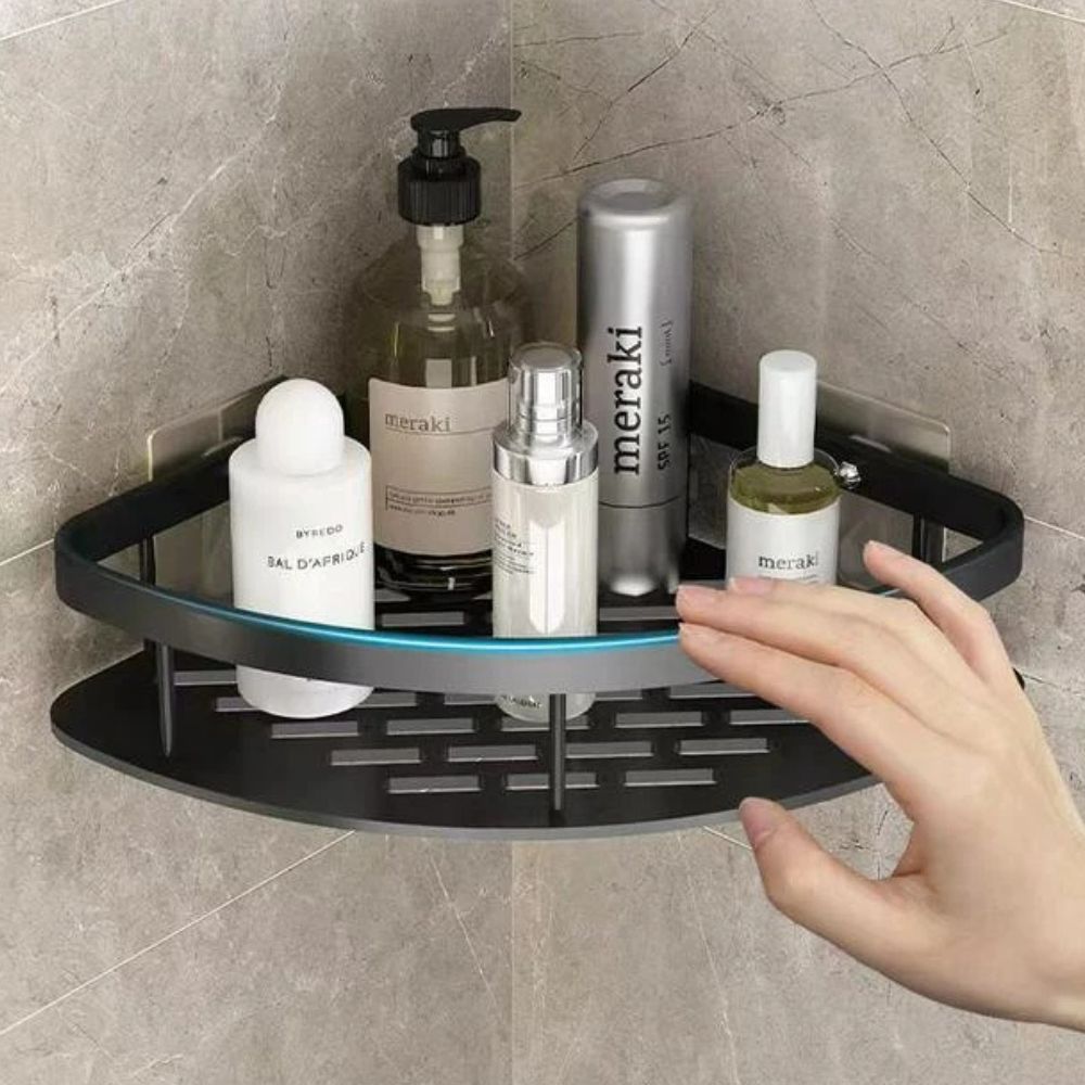 Étagère double en aluminium avec accessoires suspendus