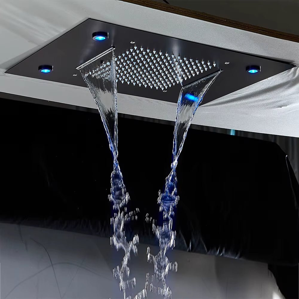 Vue rapprochée des buses anti-dépôts en silicone sur la douche