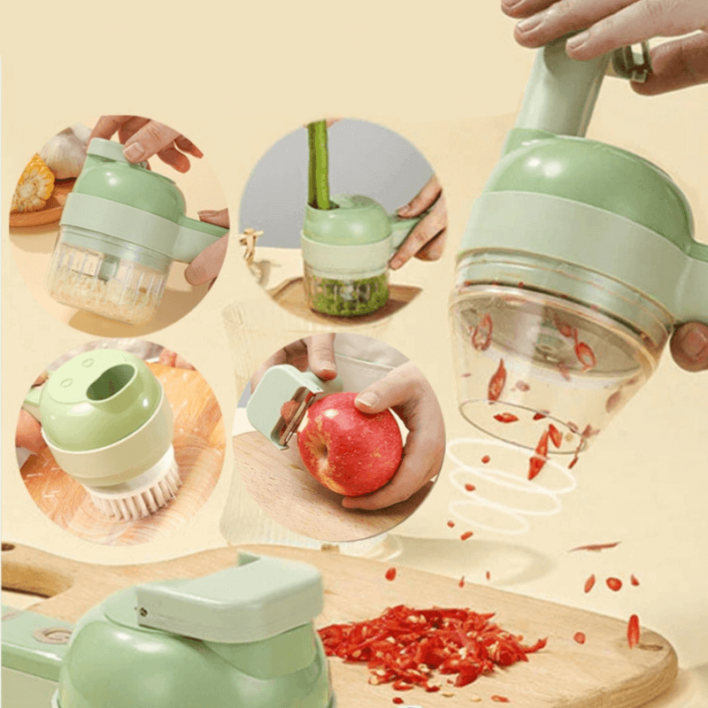Outil de cuisine 4-en-1 avec lames en inox exposées